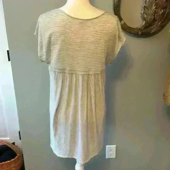 Eileen Fisher sheer linen gray stripped tunic size L - Picture 5 of 8